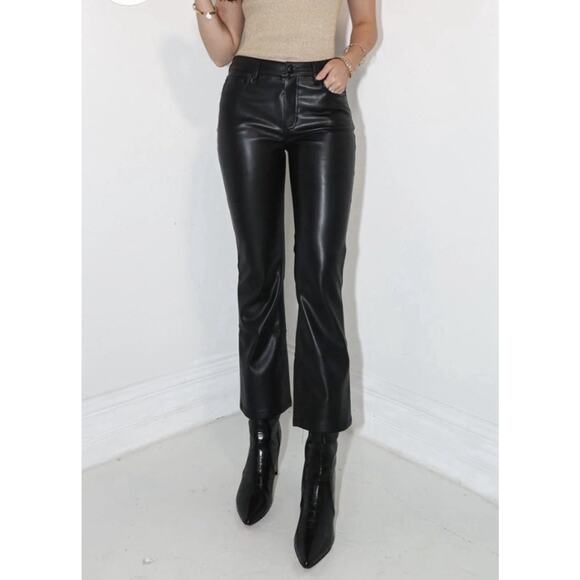 Dear John Pants - Dear John Jeanne Cropped Flare Mid Rise Vegan Leather Pants Women’s Size 29